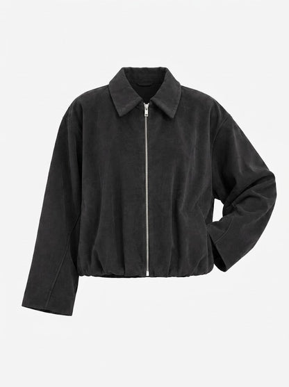 Women's Velvet Bomber Jacket — Collar & Full Zip 3