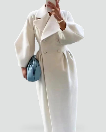 Women's Wool Maxi Coat — Puff Sleeves & Wide Lapels 1
