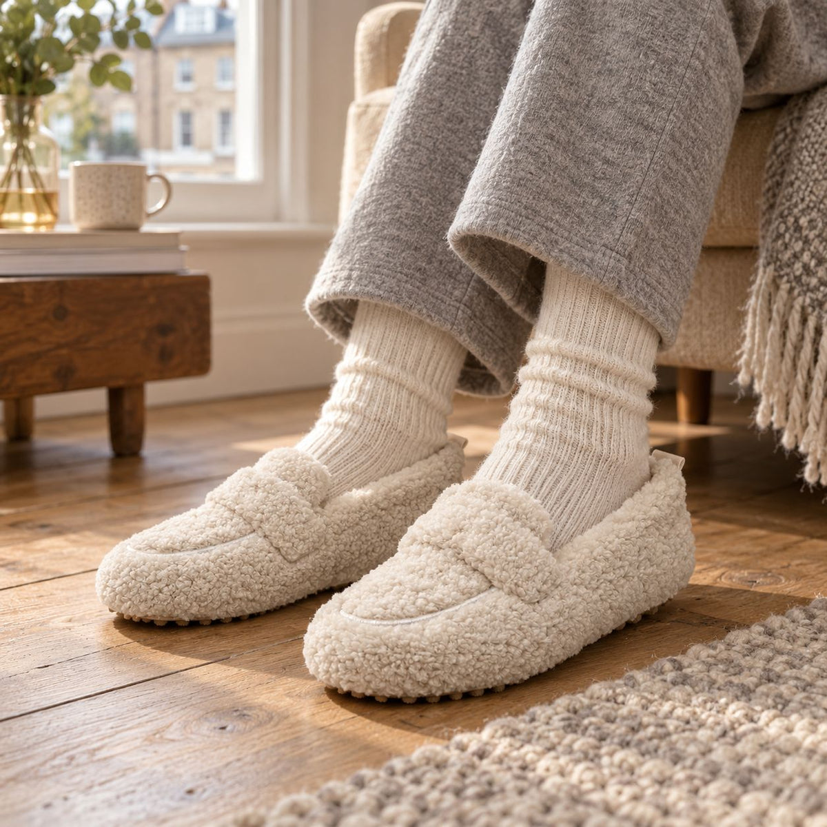 Teddy Fleece Loafer Slippers — Warm Non-Slip House Shoes 2