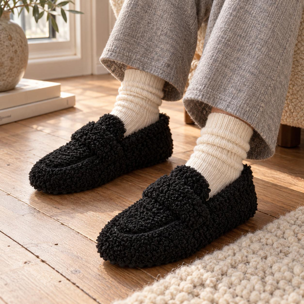 Teddy Fleece Loafer Slippers — Warm Non-Slip House Shoes 3