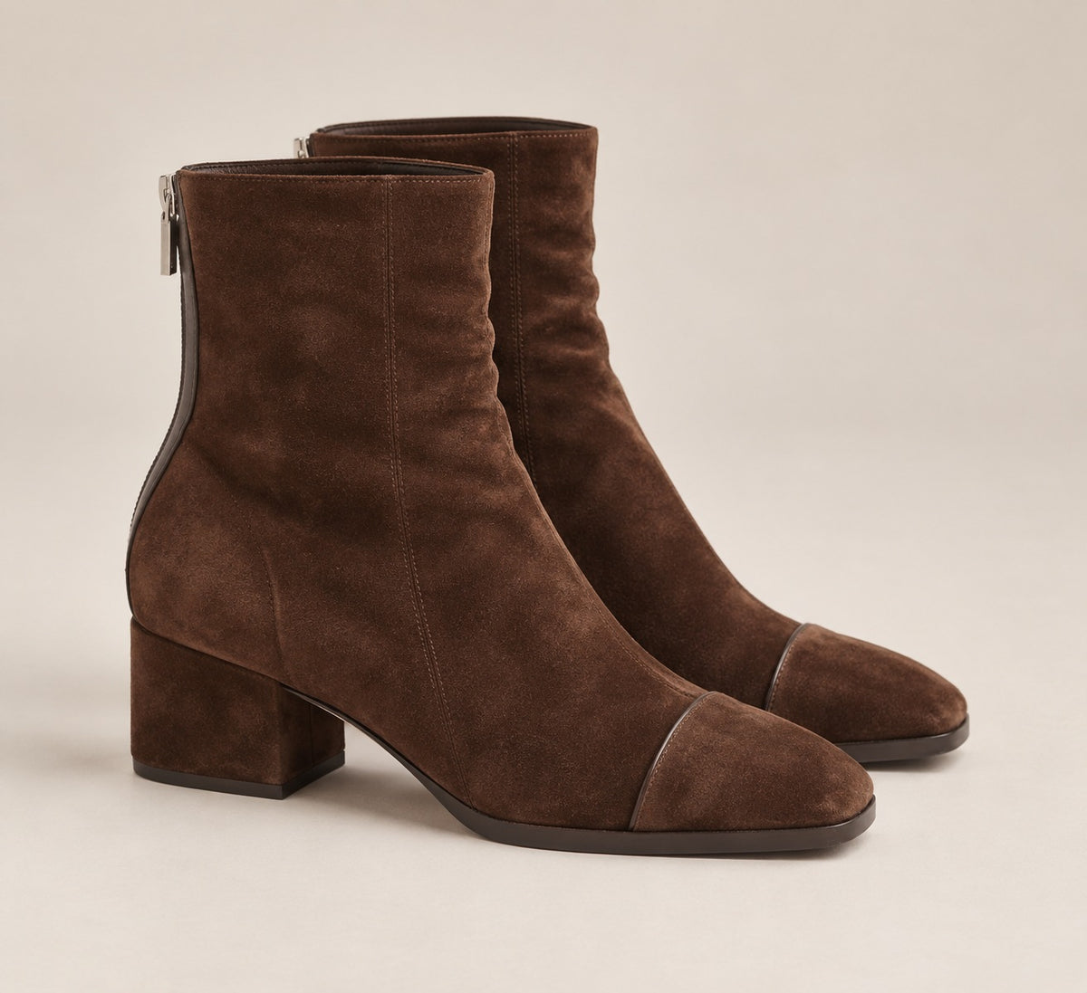 Elegant Faux Suede Ankle Boots for Women — Slip-On Block Heel