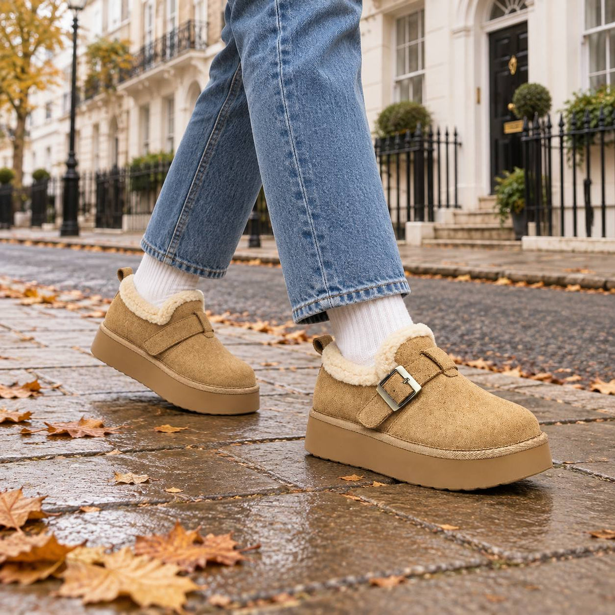 Fleece-Lined Slip-On Mule Sneakers — Thick Chunky Sole 1