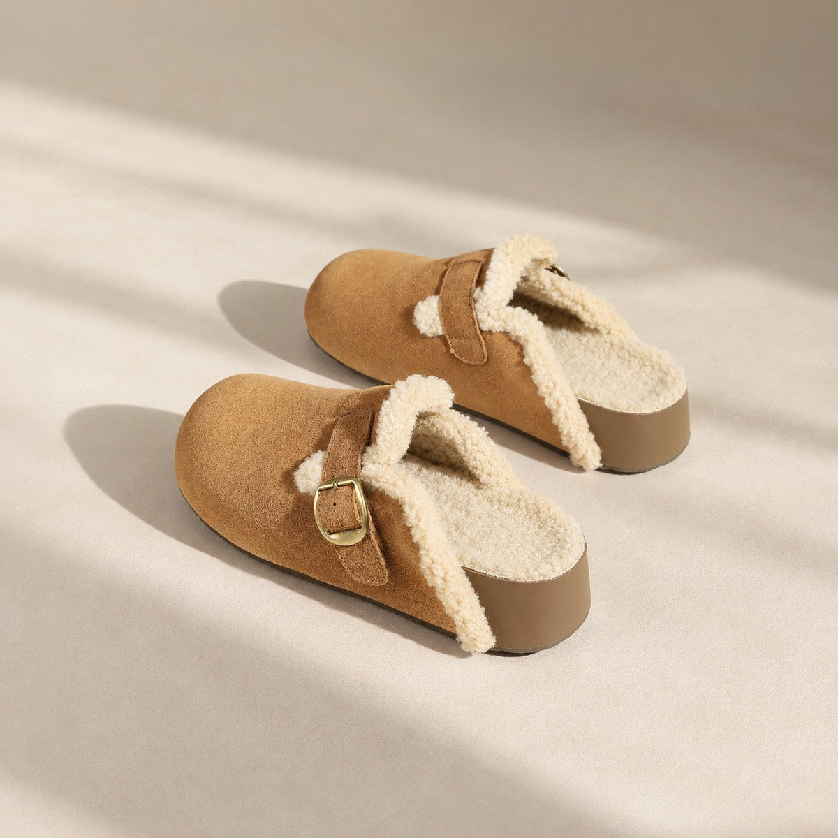 Fleece-Lined Suede Clog Mules — Closed-Toe Slip-On Slippers 3