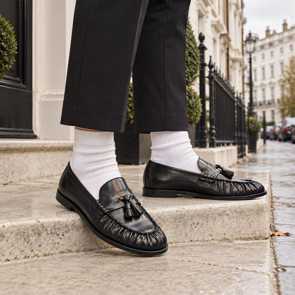 Tassel Fringe Loafers — Women's Block Heel Slip-On 1