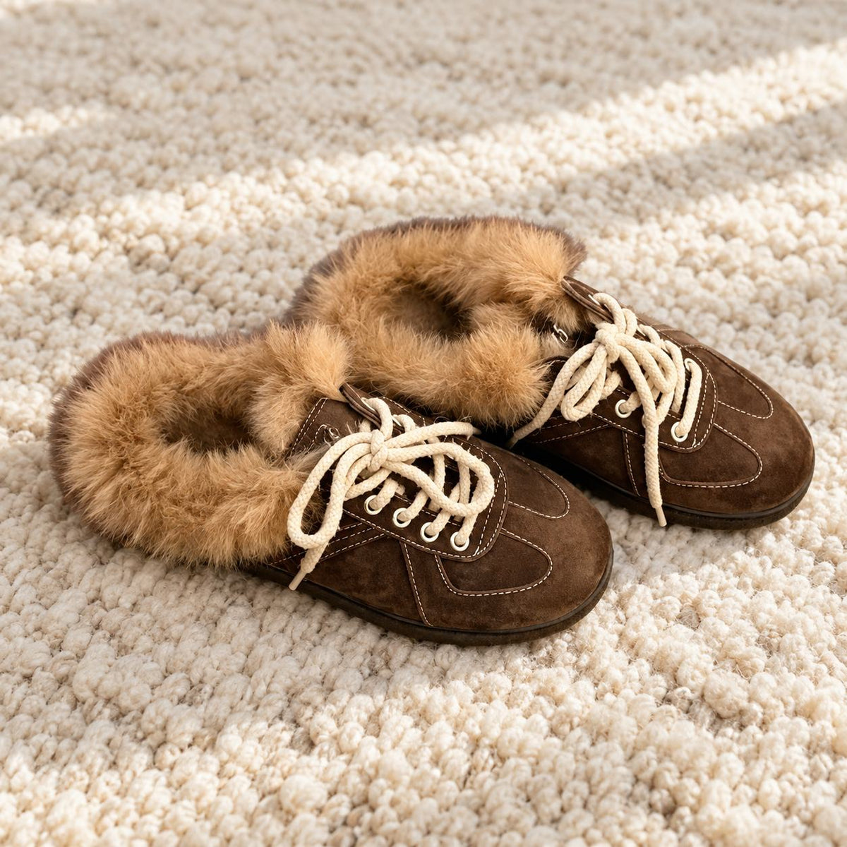 Fleece-Lined Mule Slippers for Women — Faux Fur Trim 4