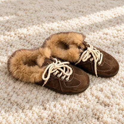 Fleece-Lined Mule Slippers for Women — Faux Fur Trim 4
