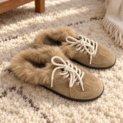 Fleece-Lined Mule Slippers for Women — Faux Fur Trim 2