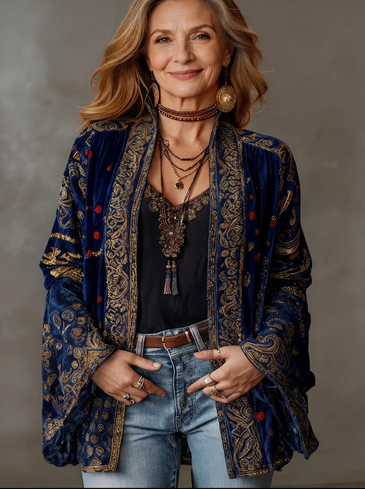 Boho Embroidered Kimono Jacket — Flowing Layering Cardigan 3