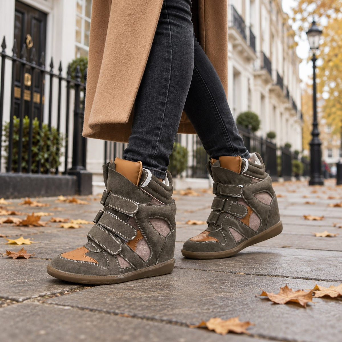 Hidden Heel High-Top Sneakers Women — Triple Velcro Platform 1