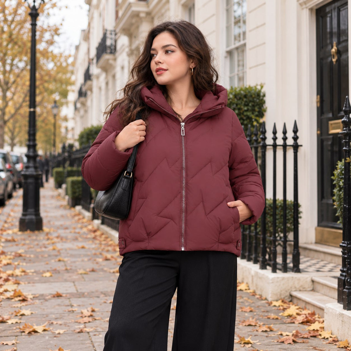 Women's Quilted Hooded Puffer Jacket — Relaxed Fit Coat 1