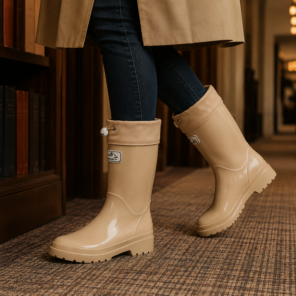 Caffaro Drawstring Rain Boots — Knee-High Rubber Wellies 3