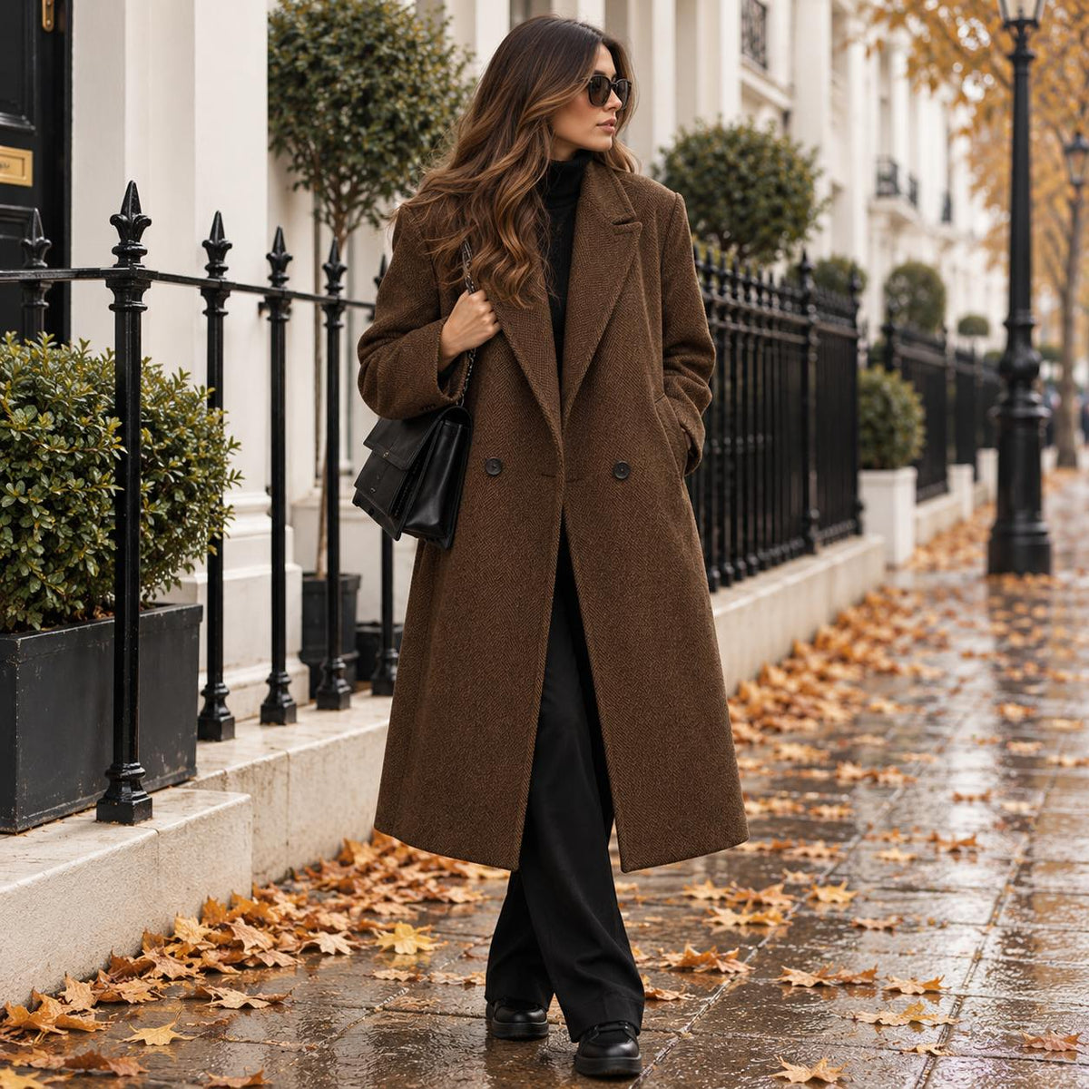 Double-Breasted Mid-Length Coat — Notched Lapel Relaxed Fit 1
