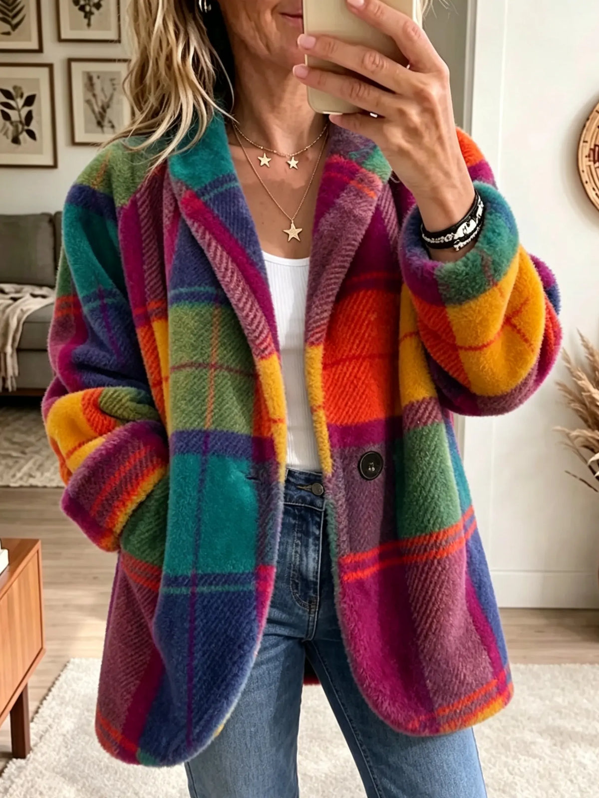 Cozy Plaid Jacket – Soft Brushed Relaxed Fit Layer 1