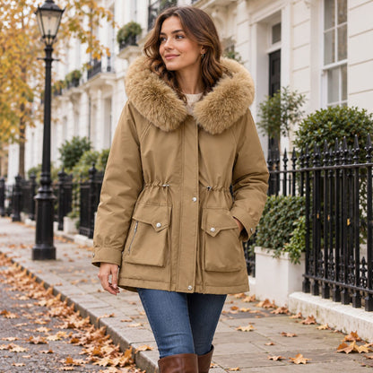 Women's Padded Parka — Fur-Trim Hood & Cinched Waist 1
