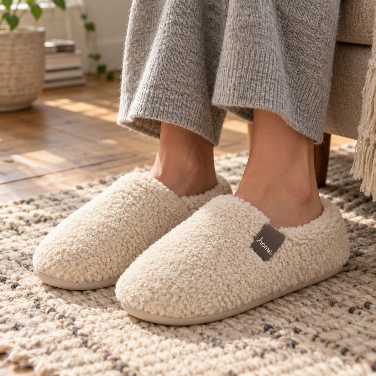 Plush Fleece Indoor Slippers — Non-Slip TPR Sole 3