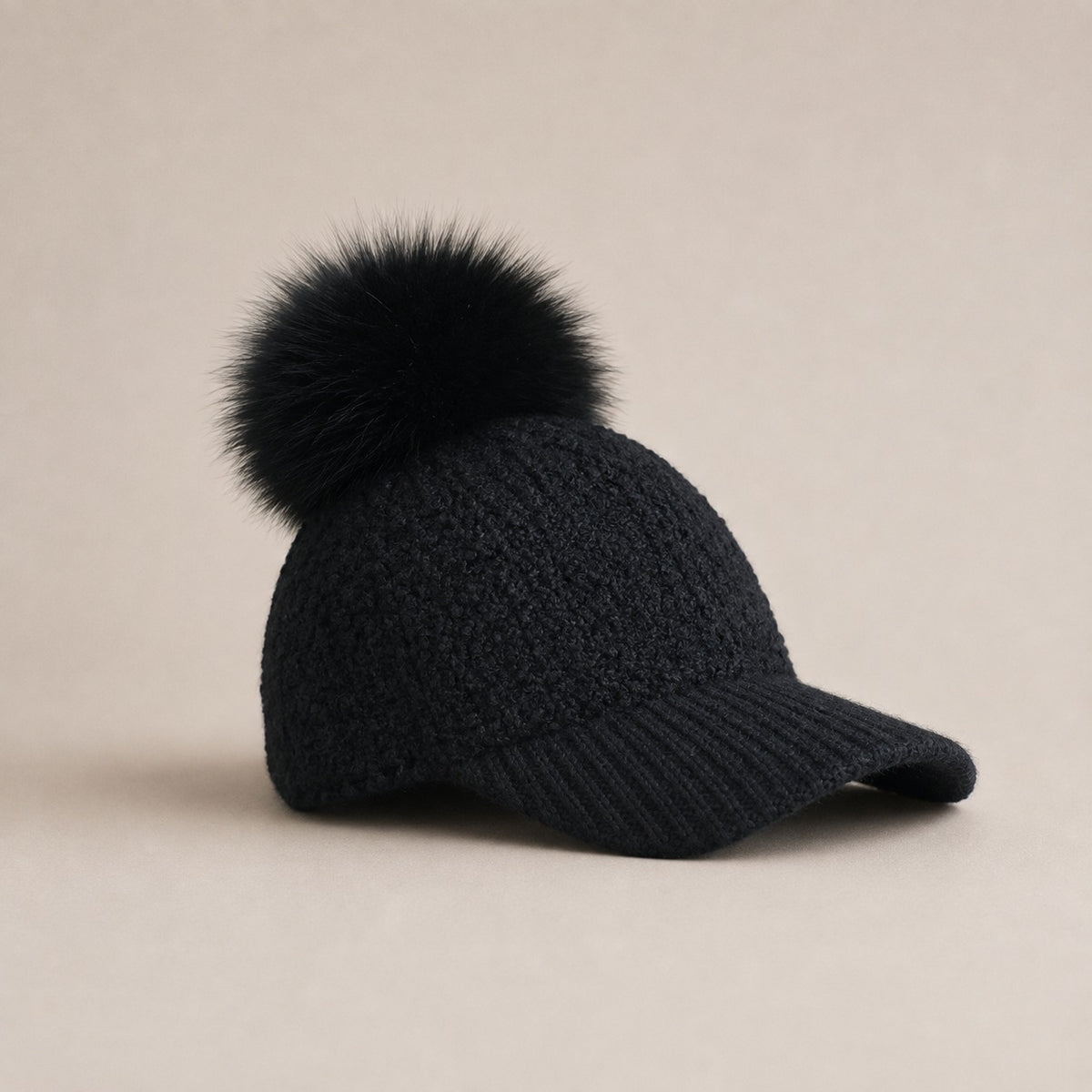 Pom Beanie Hat | Ultra-Soft Wool-Look with Faux Fur Pom