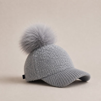 Pom Beanie Hat | Ultra-Soft Wool-Look with Faux Fur Pom