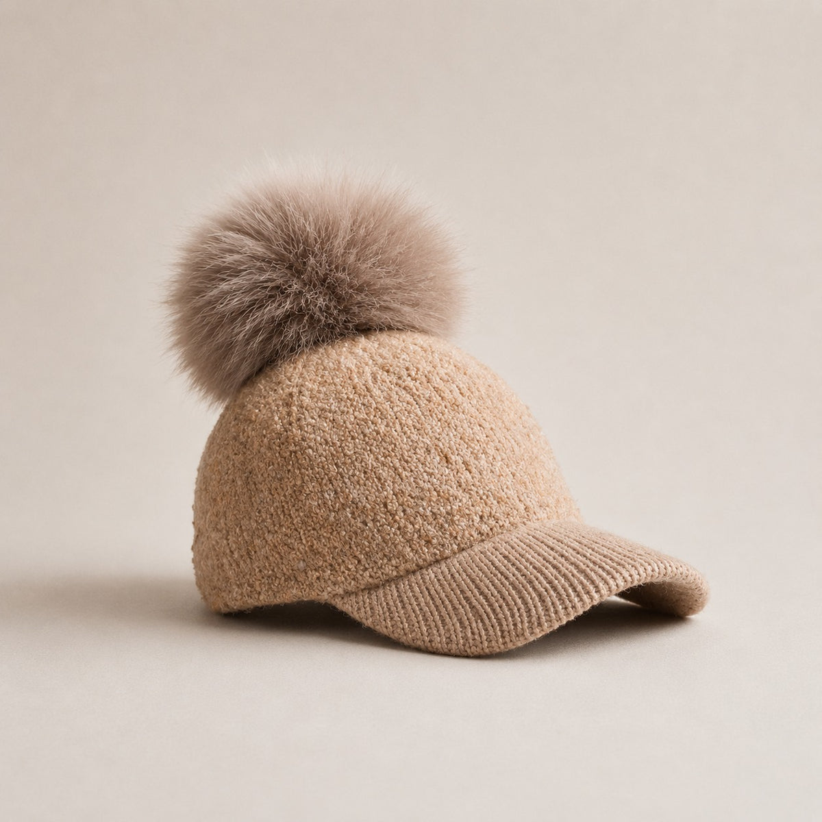 Pom Beanie Hat | Ultra-Soft Wool-Look with Faux Fur Pom