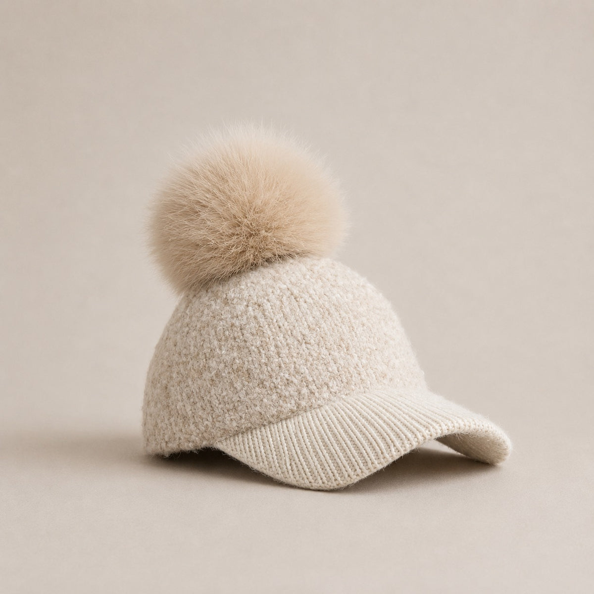 Pom Beanie Hat | Ultra-Soft Wool-Look with Faux Fur Pom