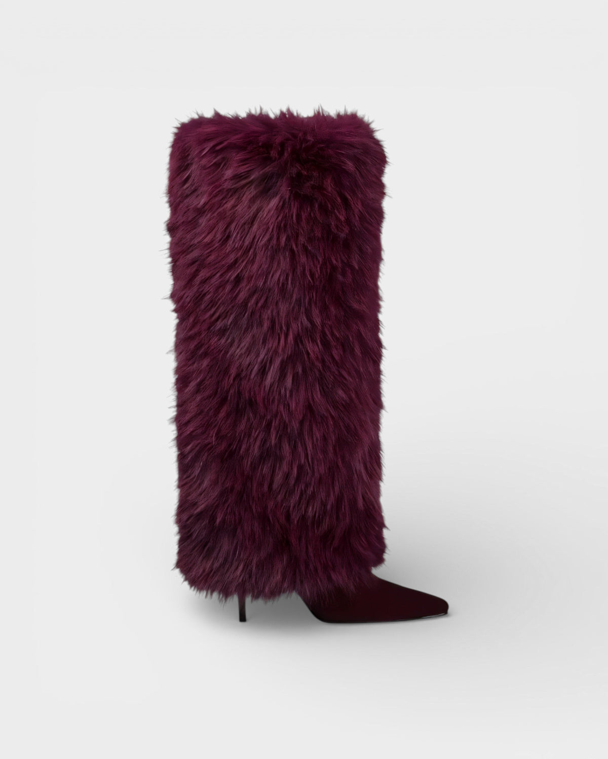 Faux Fur Knee High Boots — Stiletto Pointed Toe Women 2