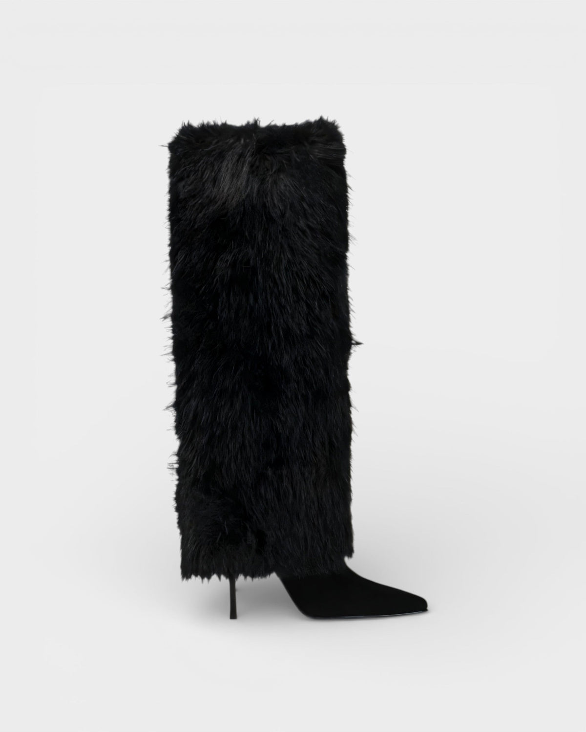Faux Fur Knee High Boots — Stiletto Pointed Toe Women 6