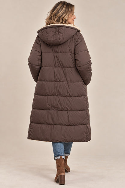 Reversible Women's Winter Coat – Dual-Side Long Puffer Jacket