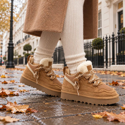 Lace-Up Snow Boots — Plush Lined Suede-Look Winter 1