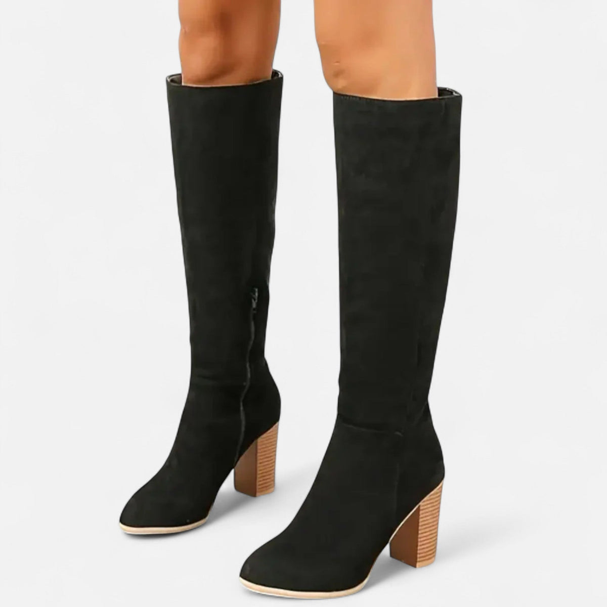 Structured Tall Leather Boots — Slim Equestrian Silhouette for Women in Black