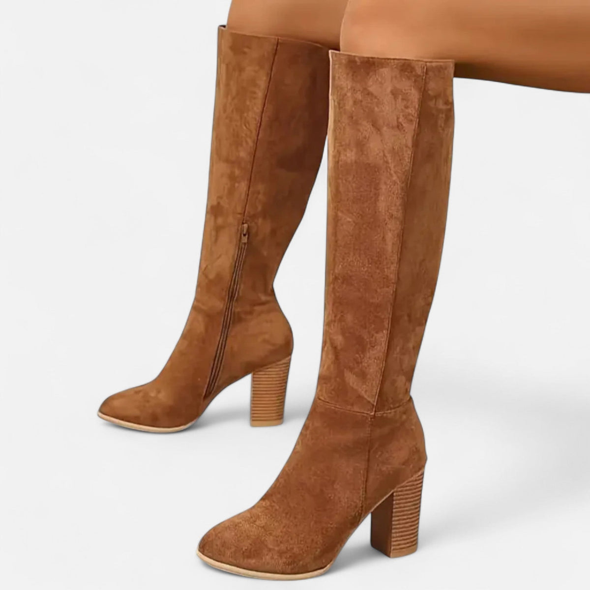 Structured Tall Leather Boots — Slim Equestrian Silhouette for Women in Brown