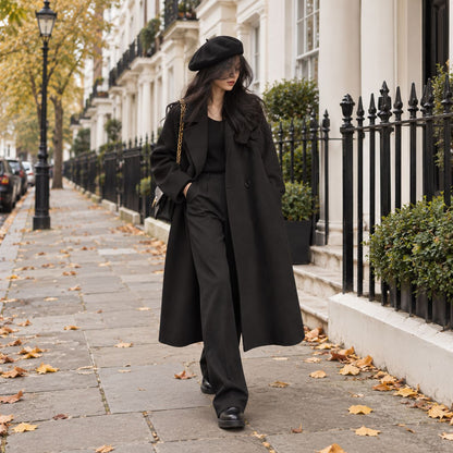 Women's Long Single-Breasted Coat — Relaxed Fit & Warm 2