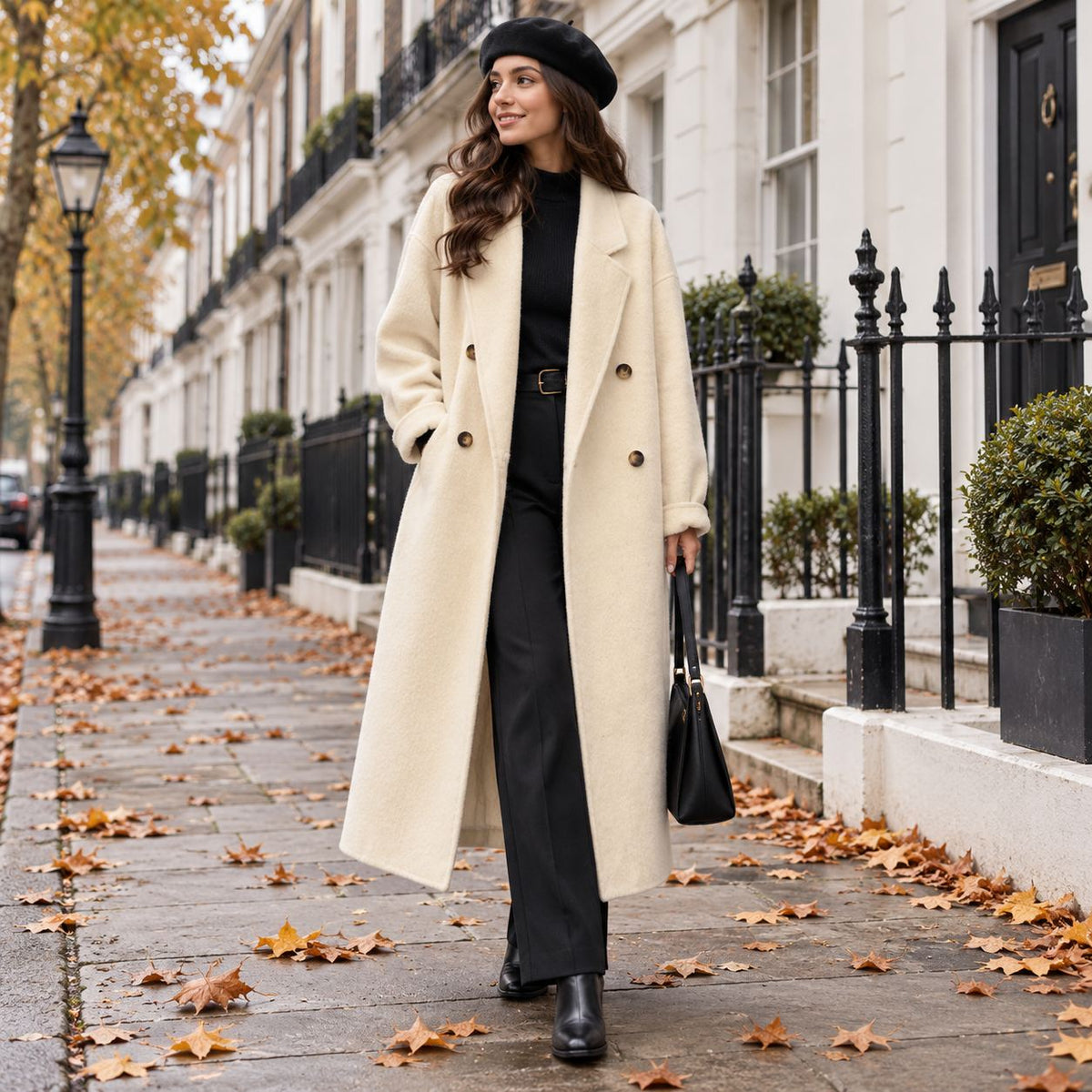 Women's Long Single-Breasted Coat — Relaxed Fit & Warm 1