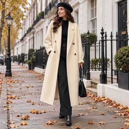 Women's Long Single-Breasted Coat — Relaxed Fit & Warm 1