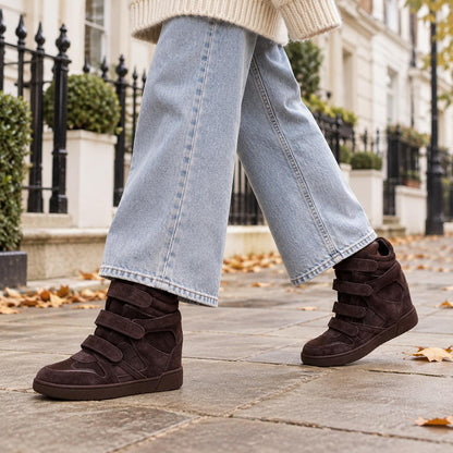Women's Hidden Wedge High-Top Sneakers — Velcro Suede 1
