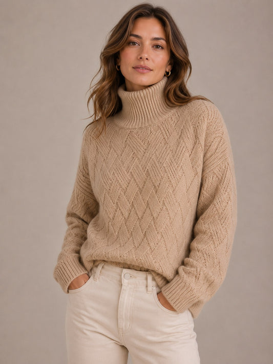 Women's Cashmere-Feel Turtleneck Sweater — Oversized Autumn Knit