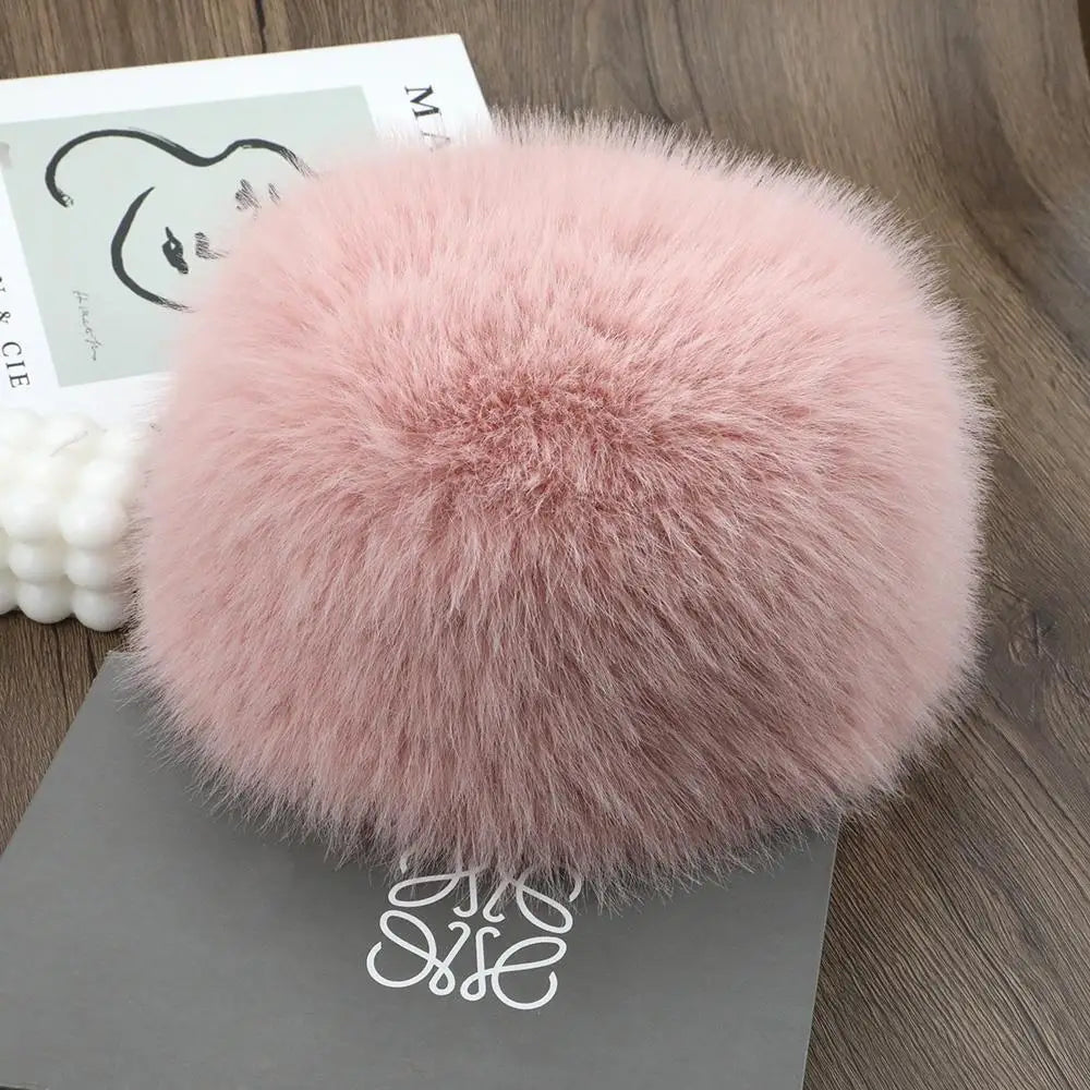 Women's Faux Fur Winter Hat — Thermal Windproof Ear Cover Ski Cap in Light Pink