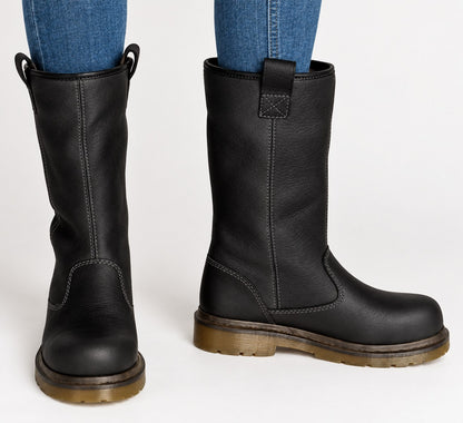 Women's Fleece-Lined Faux Leather Mid-Calf Winter Boots