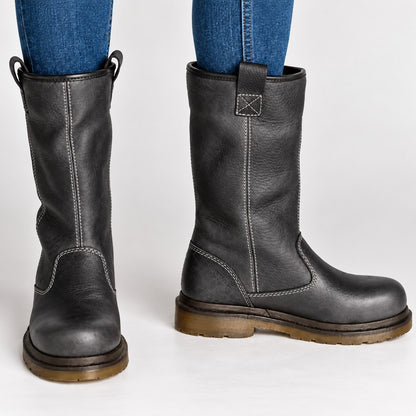 Women's Fleece-Lined Faux Leather Mid-Calf Winter Boots