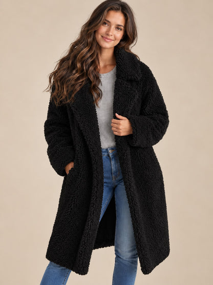 Women's Fleece Teddy Coat Long Style — Soft & Warm