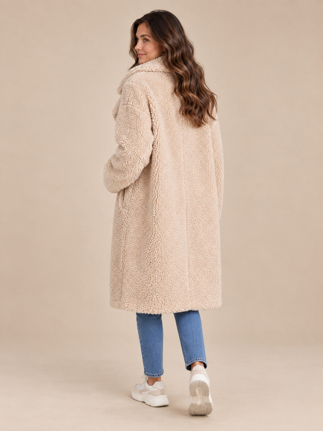 Women's Fleece Teddy Coat Long Style — Soft & Warm