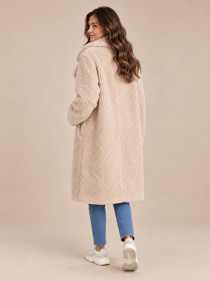 Women's Fleece Teddy Coat Long Style — Soft & Warm