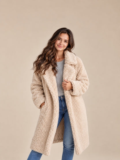 Women's Fleece Teddy Coat Long Style — Soft & Warm
