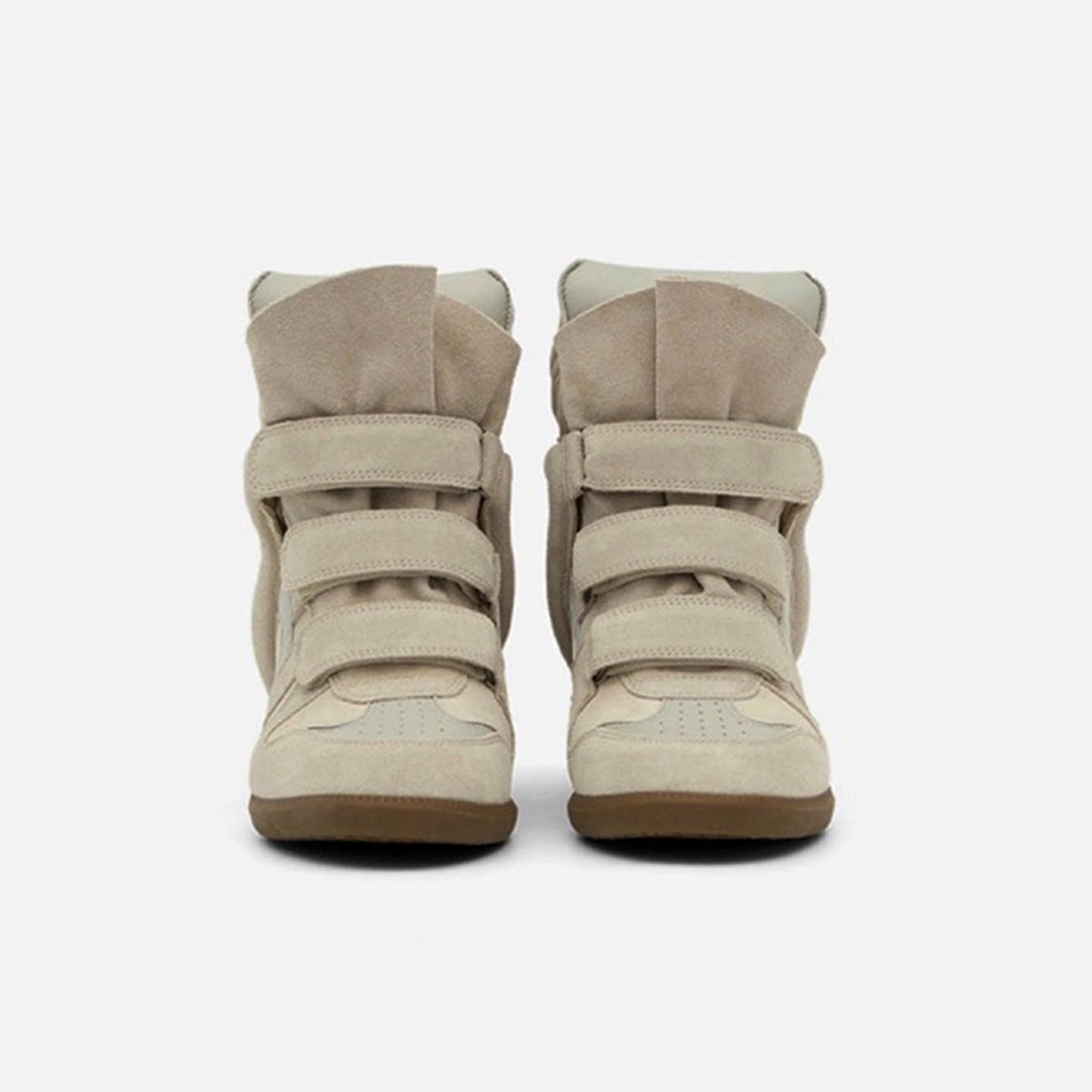 Women's Hidden Wedge High-Top Sneakers — Velcro Suede 3