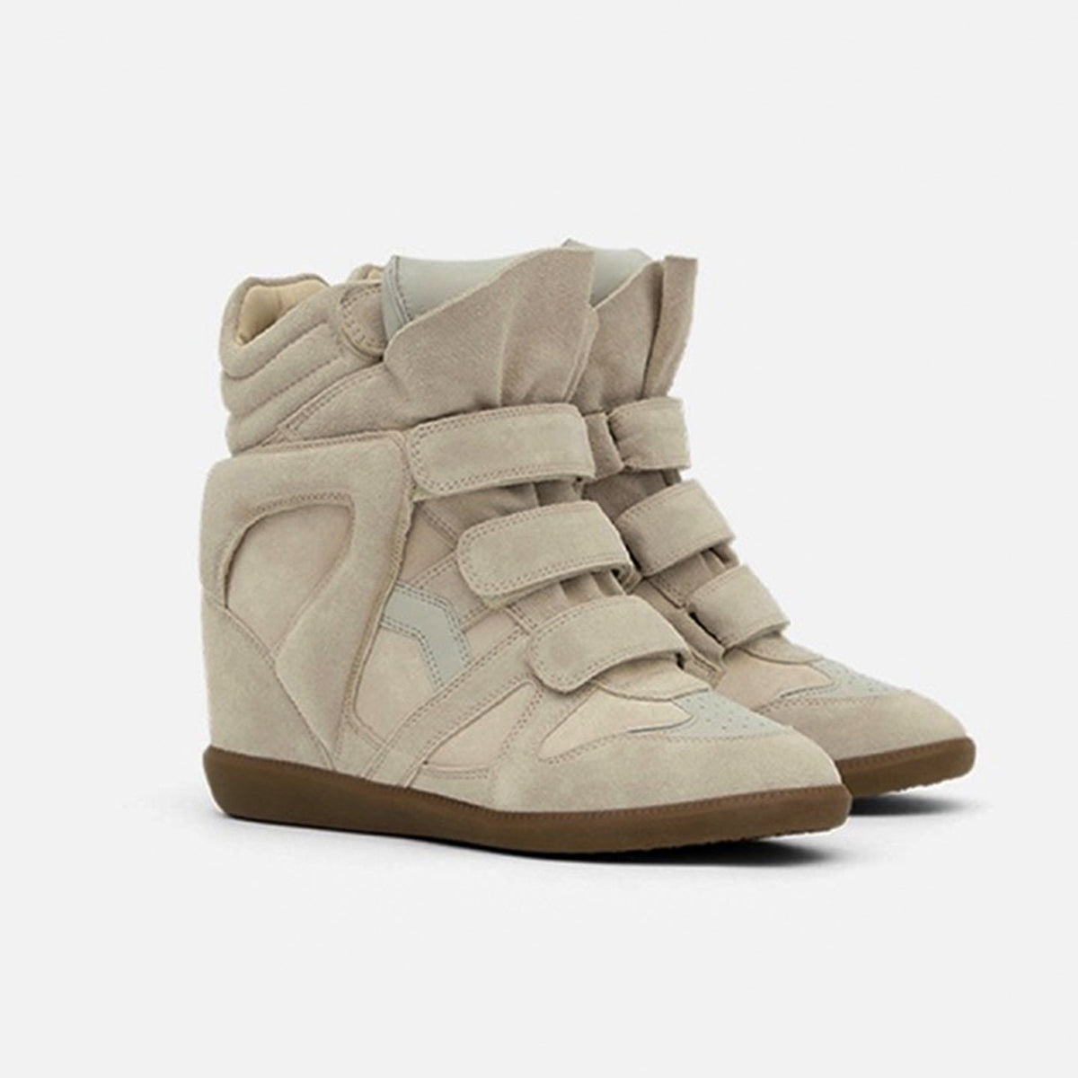 Women's Hidden Wedge High-Top Sneakers — Velcro Suede 1