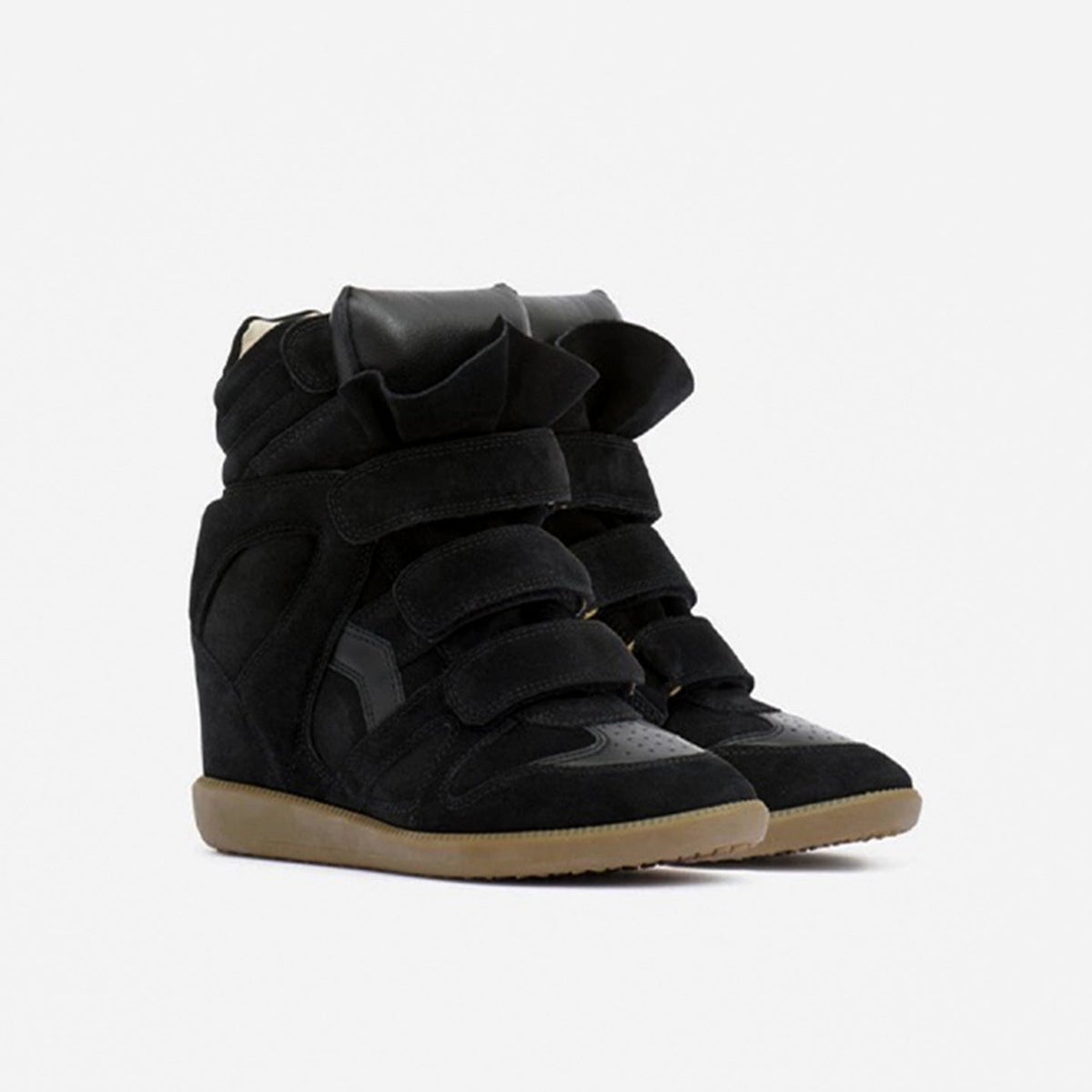 Women's Hidden Wedge High-Top Sneakers — Velcro Suede 7