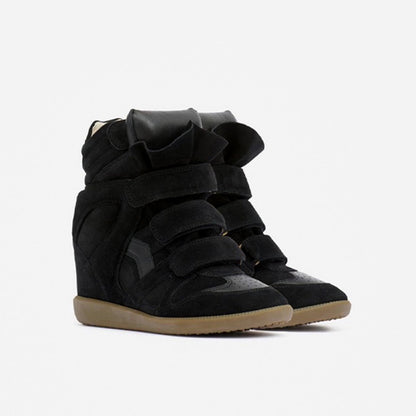 Women's Hidden Wedge High-Top Sneakers — Velcro Suede 7