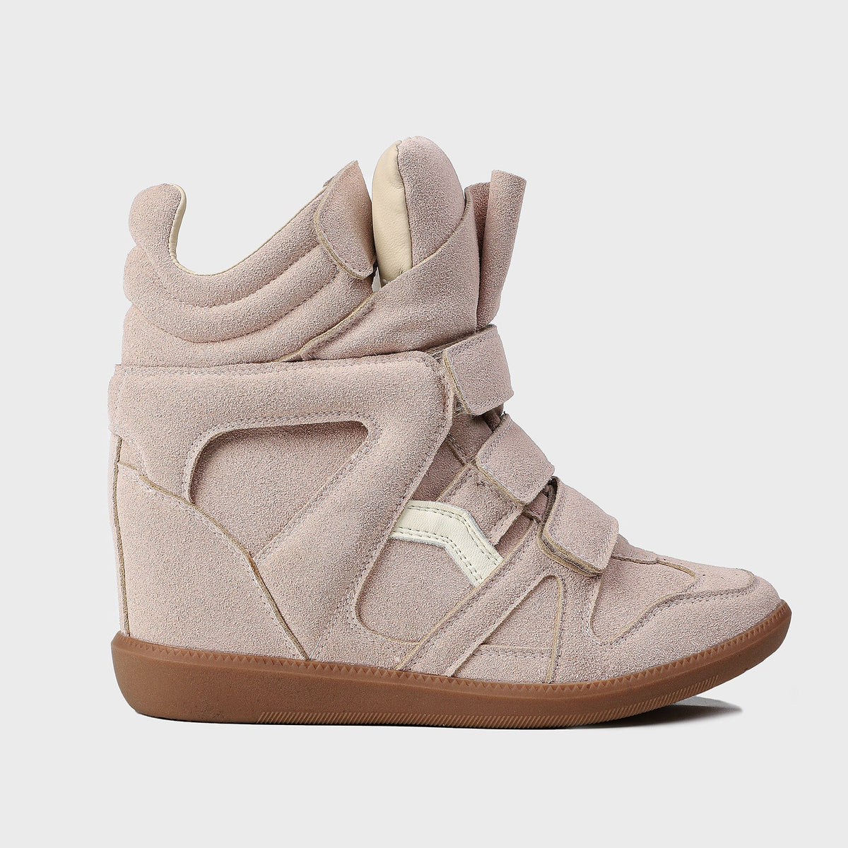 Women's Hidden Wedge High-Top Sneakers — Velcro Suede 9