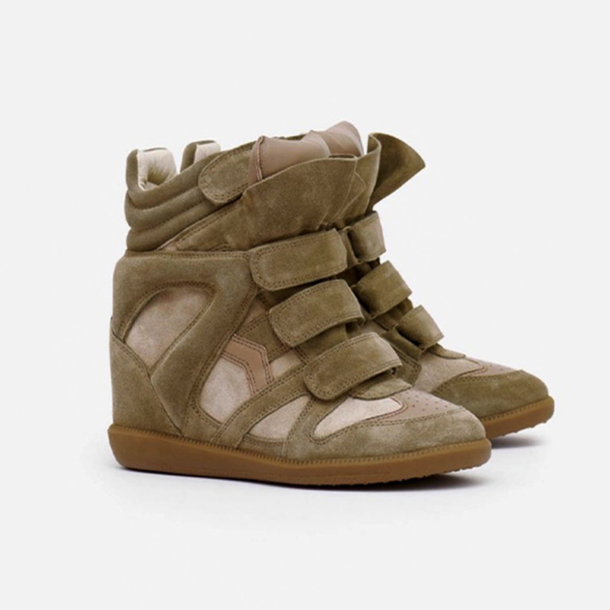 Women's Hidden Wedge High-Top Sneakers — Velcro Suede 6