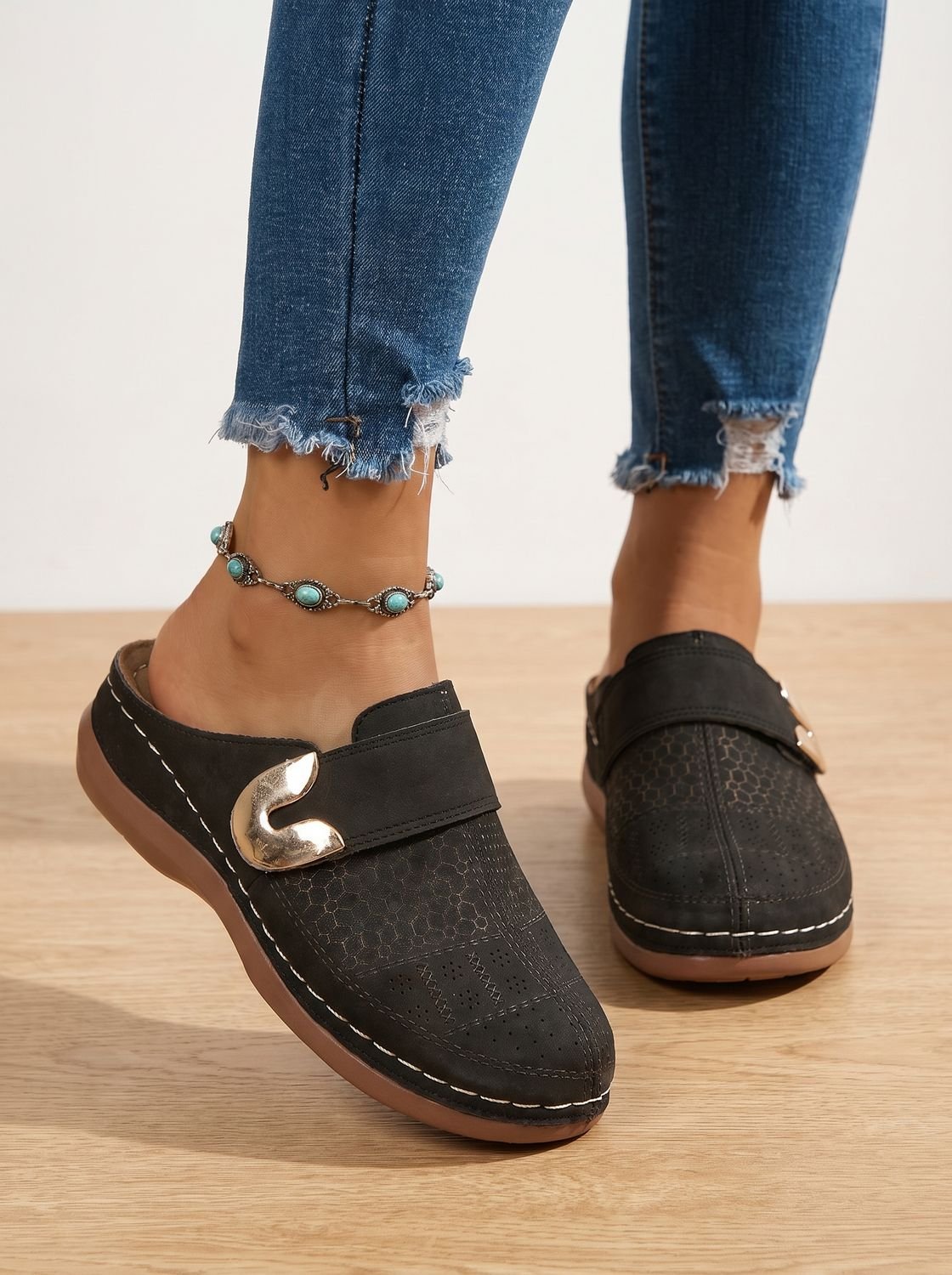 Women's Orthopedic Velcro Slip-On Mule Clogs — Honeycomb – STUDIO DONLINE